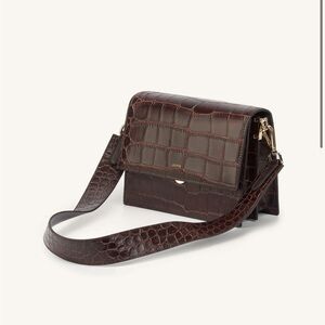 JW PEI Mini-Flap Crossbody Brown Croc